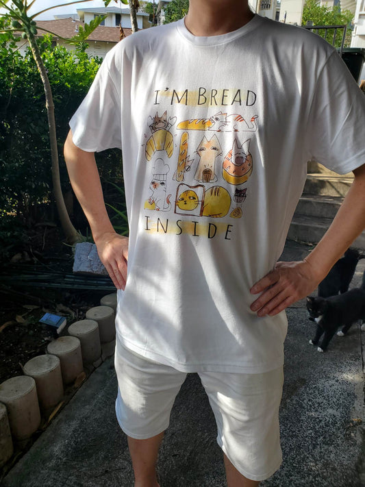 "Bread Inside" Cat Shirt - White Unisex Shirt