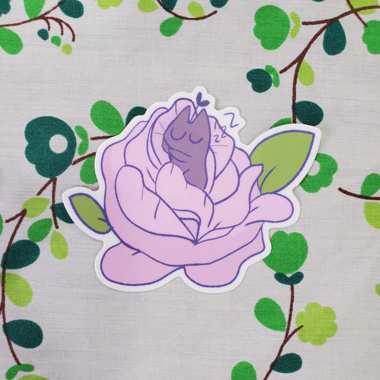 Peony Sprout Cat Sticker