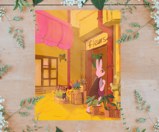 "Flower Shop" Digital Painting 8.5x11 Print