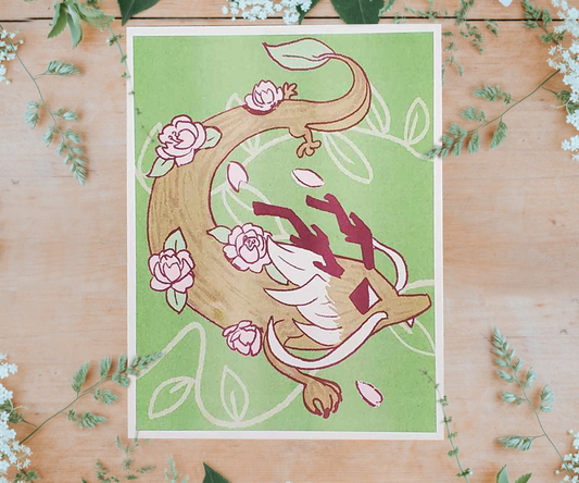 "Wood Dragon" 8.5x11 Riso Print