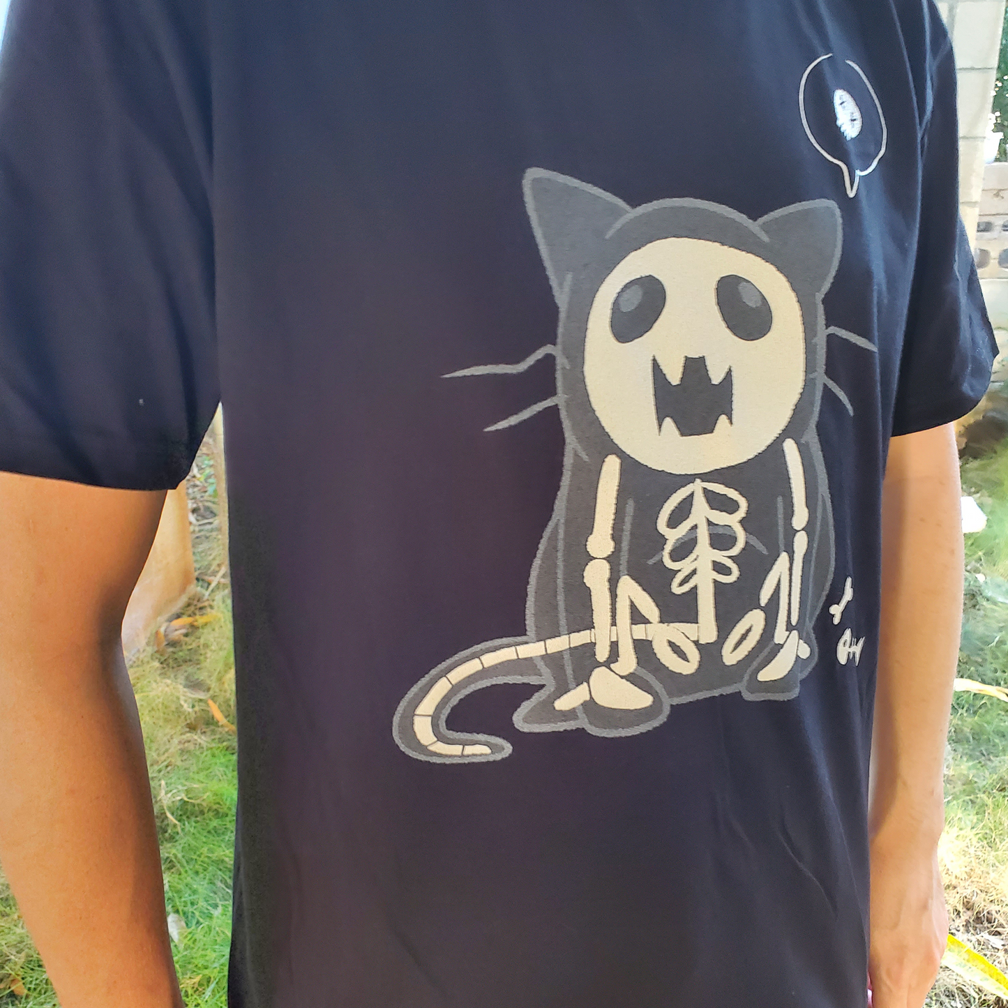 "Skin and Bones" Cat Shirt - Black Unisex Shirt