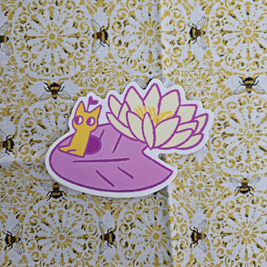 Water Lily Sprout Cat Sticker