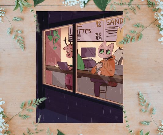 "Cozy Cafe" Digital Painting 8.5x11 Print