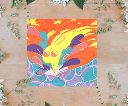 "Hop into it!" POSCA Painting 8x8" Print