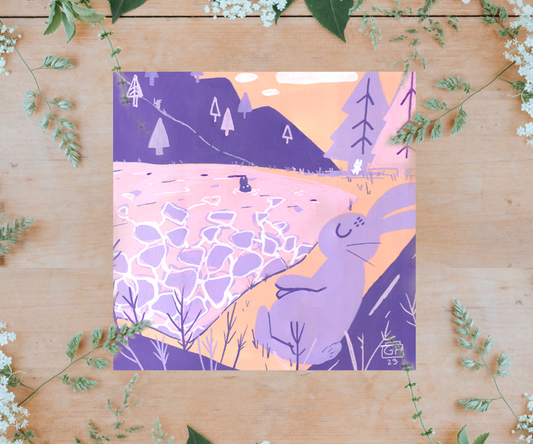 "Rabbit Lake" POSCA Painting 8x8" Print