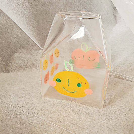 Orange and Apple Friends Hand Drawn Milk Carton