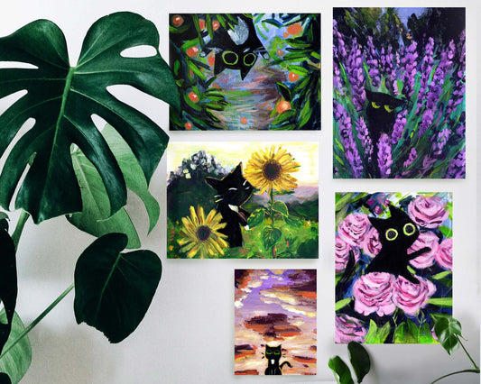 Five Cat Series Acrylic Prints - Heavy Cardstock Pearl Linen