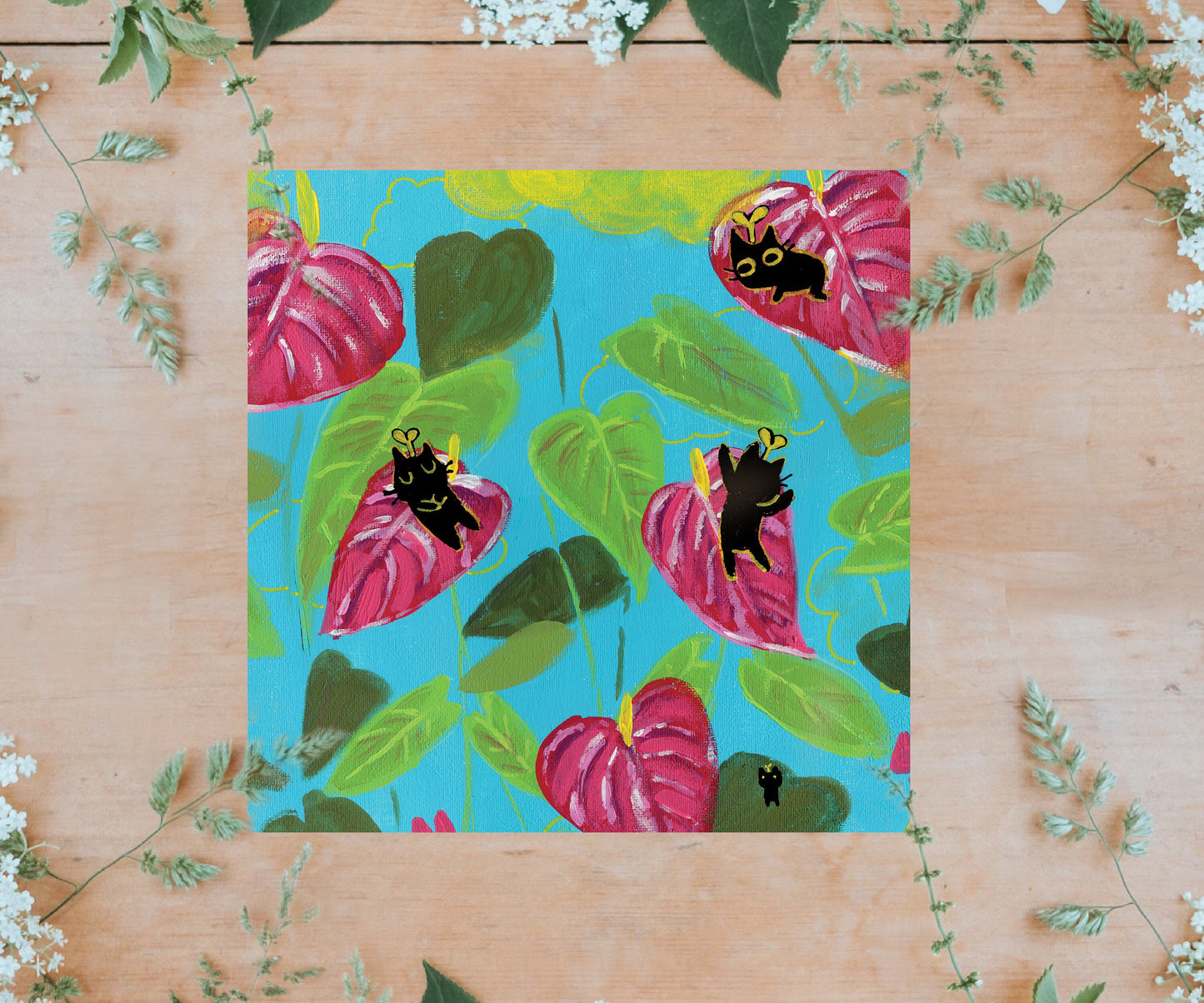 Anthurium Cats 8"x8" Print