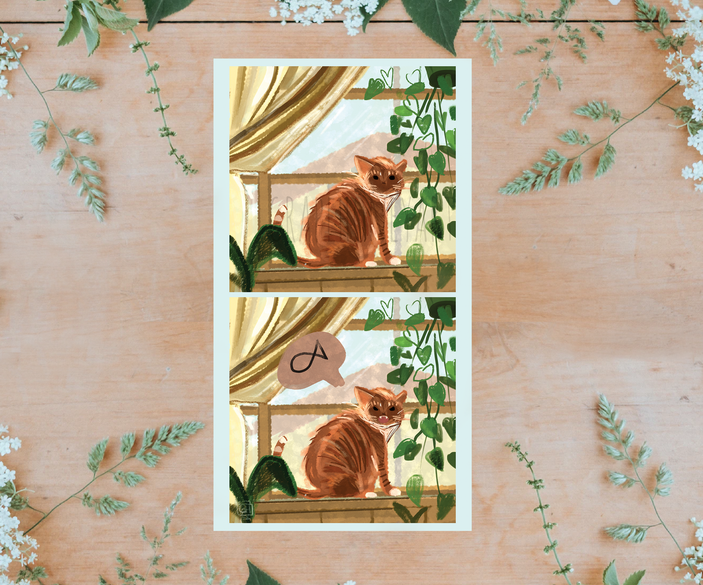"Hungry Kitty" Digital Painting 6x11 Print