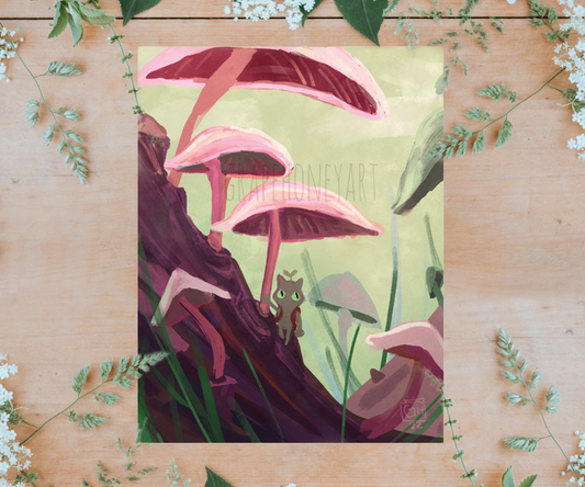"Mushroom Hike" Digital Painting 8.5x11 Print