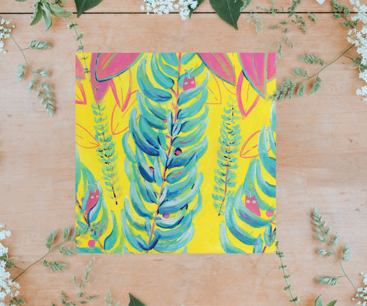 Jade Vine Cats 8"x8" Print